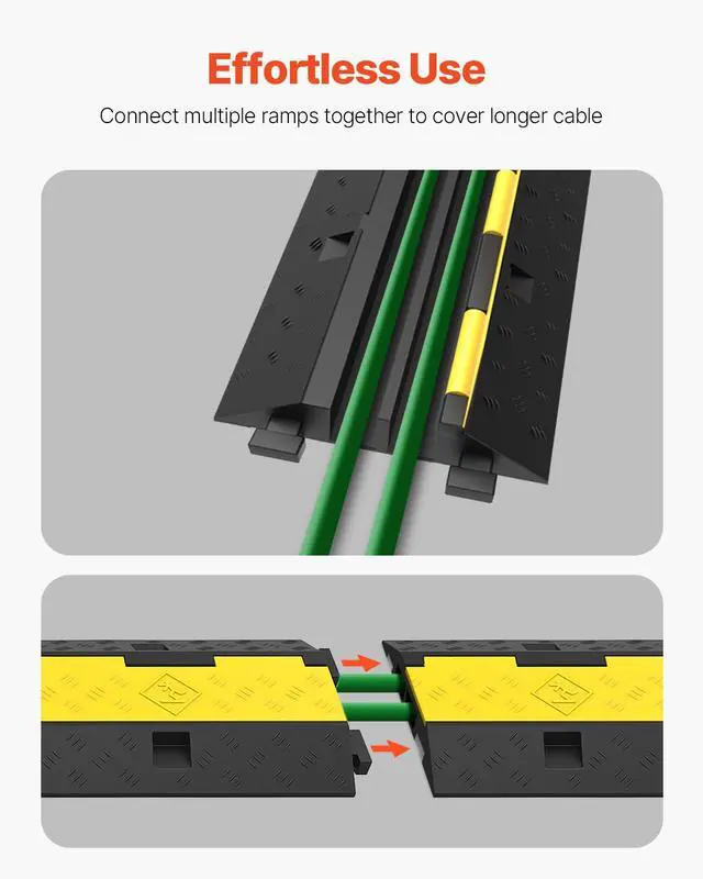 Alt view image 6 of 7 - 3 Pack of 2 Channel 11000lbs per Axle Capacity Protective Wire Cord Ramp Driveway Rubber Traffic Speed Bumps Cable Protector