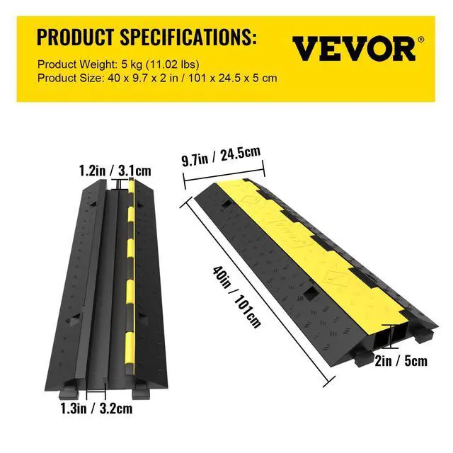Alt view image 7 of 7 - Cable Protector Ramp, 4 Packs 2 Channels Rubber Modular Speed Bumps Rated 11000 LBS Load Capacity, Protective Wire Cord Ramp Driveway Rubber Traffic Speed Bumps Hump Cable Protector