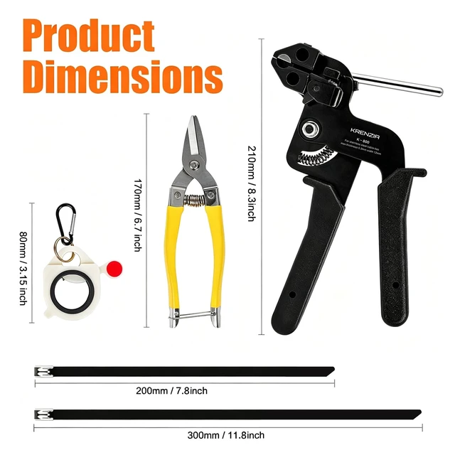 Alt view image 2 of 7 - Stainless Steel Cable Tie Gun KitWith 300pcs Uv Resistant Black Metal Zip Ties Heavy Duty Outdoor (150 Each of 8, 12 Inch) Adjustable Fastening Cutting Tie Tool Setsfor Chainlink FenceExhaust Wrap