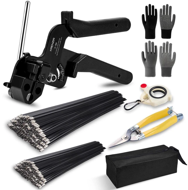 Main image of Stainless Steel Cable Tie Gun KitWith 300pcs Uv Resistant Black Metal Zip Ties Heavy Duty Outdoor (150 Each of 8, 12 Inch) Adjustable Fastening Cutting Tie Tool Setsfor Chainlink FenceExhaust Wrap