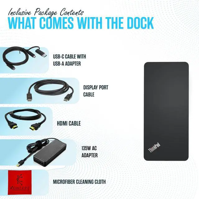 Alt view image 2 of 7 - 40AF0135US Lenovo Docking Station Dual Monitor - ThinkPad Dock USB-C, USB-A | Dual Monitor Support Connect multiple displays with HDMI & DisplayPort outputs