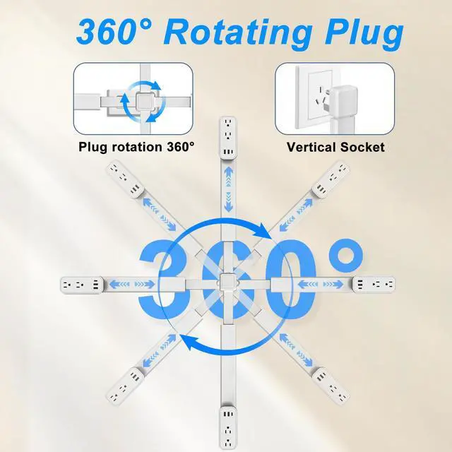 Alt view image 5 of 7 - Outlet Extender Stick - Features USB-A, USB-C and 2 AC Outlets, Extends 17.5"-29.1", Rotates 360° Access Hard-to-Reach Outlets, Wall Plug Power Socket Expander Nightstands, Sofa, Desks and More