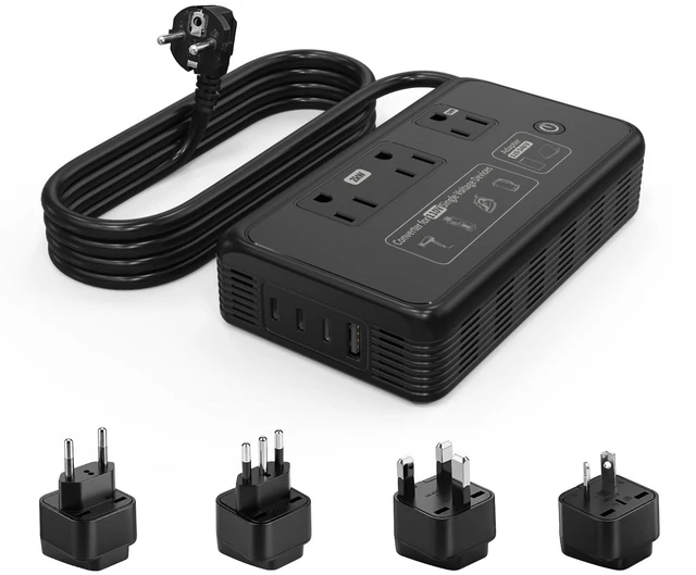 Main image of 2000W 220V to 110V Converter for Hair Dryers, Type C G L I Adapter(Black) 2000W Voltage Converter US to Europe, Converter for European Travel, Power Converter Adapter Combo, Travel converter