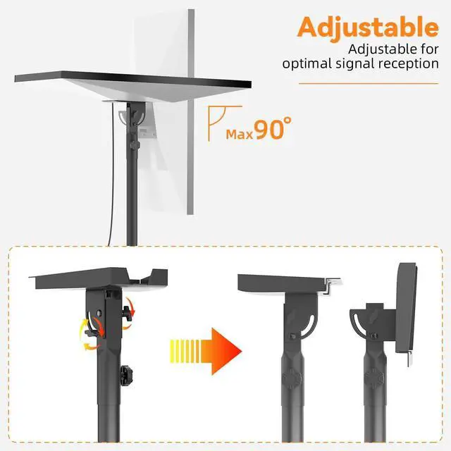 Alt view image 4 of 7 - Starlink Mount Gen 3, Starlink Tripod Stand with Mount Adapter, Adjustable Height for Starlink Standard 4/4X/V3, 90° Tilt Angle Adjustment Starlink Antenna Pipe Adapter (Black)