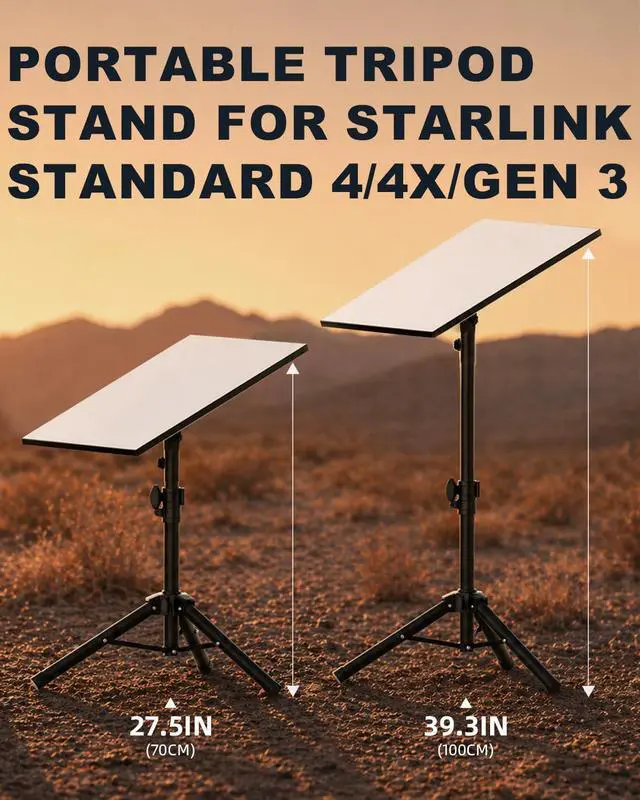 Alt view image 5 of 7 - Starlink Mount Gen 3, Starlink Tripod Stand with Mount Adapter, Adjustable Height for Starlink Standard 4/4X/V3, 90° Tilt Angle Adjustment Starlink Antenna Pipe Adapter (Black)