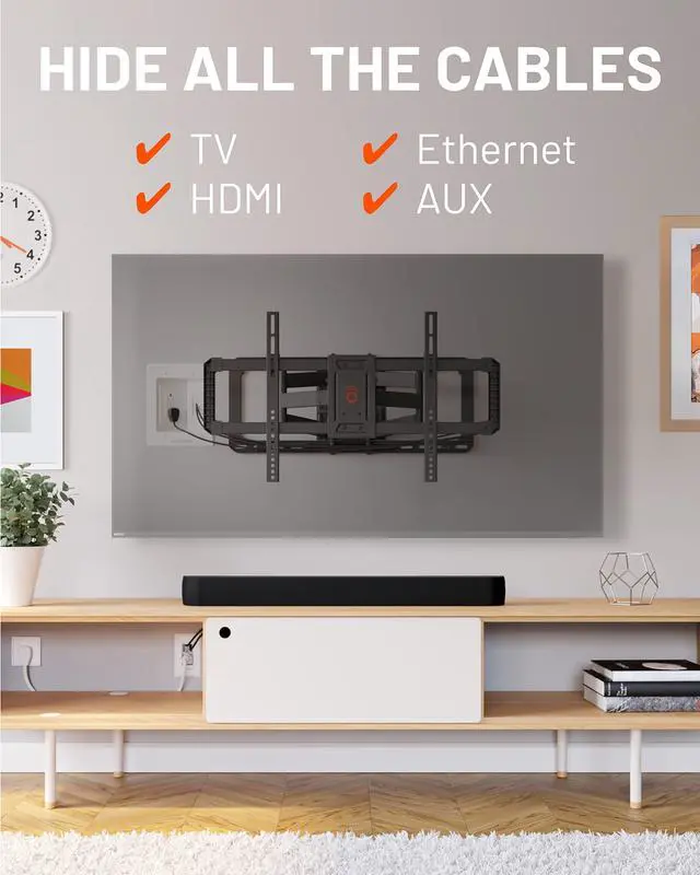 Alt view image 2 of 7 - TV Cord Hider for Wall Mounted TV Dual Outlet in-Wall Cable Management Kit for Power & Low Voltage Cables Includes 6.25L x 8H x 3.95D Module, Wall Template, Saw, 6ft Extension Cord