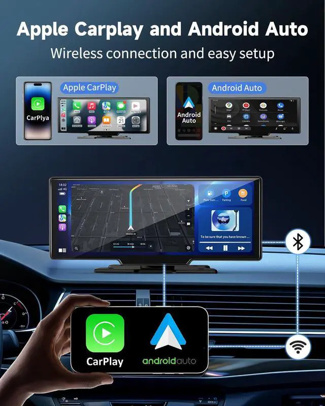 Alt view image 2 of 7 - 11.5" Largest Wireless Carplay Screen for Car, Portable A pple Carplay & Android Auto Touch Screen, 4K Dash Cam/App Control/1080p Backup Camera/Mirror Link/Voice Control/GPS/Bluetooth,for All Vehicles
