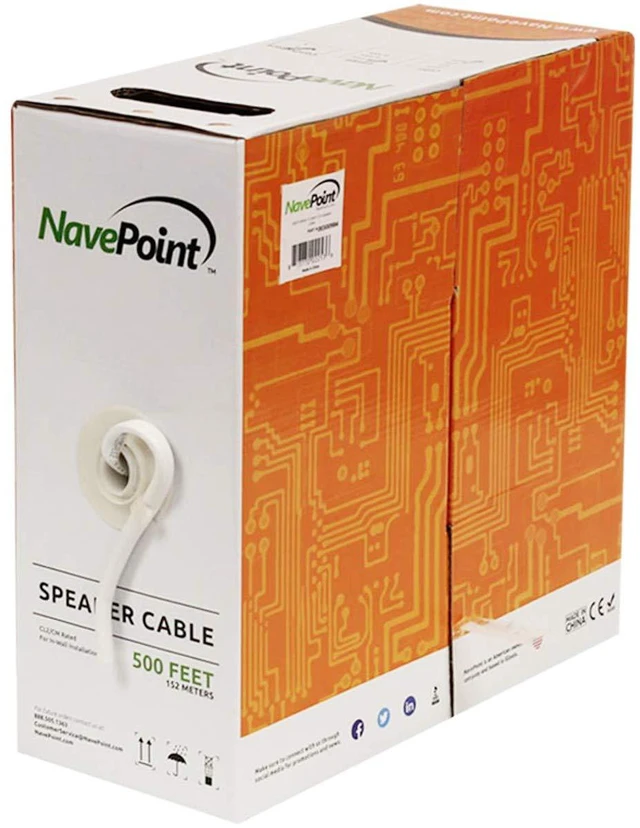 Main image of 500ft in Wall Audio Speaker Cable Wire CL2 14/2 AWG Gauge 2 Conductor Bulk White