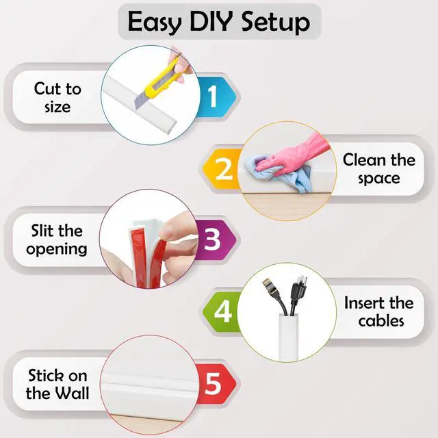 Alt view image 7 of 7 - TV Cord Hider Flexible Wall Cord Cover Slim Design Silicone Cable Raceway - Self Adhesive, Cut to Size Design for Hiding Wires on Wall - Clean Home Setup Cable Concealment (White, 6 Feet)