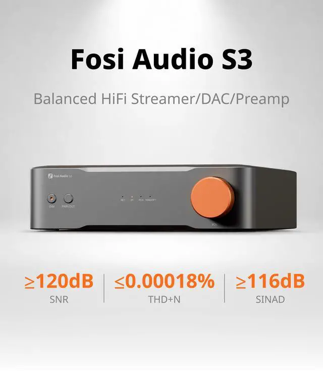 Alt view image 2 of 7 - S3 HiFi Music Streamer DAC Preamp, AK4493SEQ DAC Wi-Fi 6 Bluetooth 5.3, Digital Transport with XLR Balanced/Optical/Sub Out/HDMI eARC, AirPlay 2 Spotify Connect Tidal, 5-Band EQ