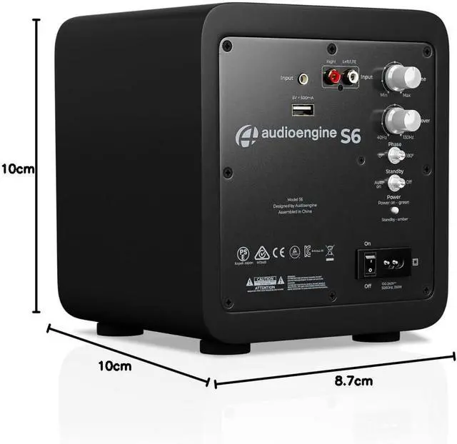 Alt view image 6 of 6 - S6 Mini Subwoofer Compact 210W Powered Bass Speaker | for Music, Movies, Gaming & Home Office Setups - Black