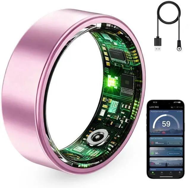 Main image of Smart Ring for Women & Men, Fitness Tracker Ring with Heart Rate Monitor, HRV, Sleep Tracking, No Subscription Fee, 10ATM Waterproof Activity Ring for Android & iPhone (Lavender Pink, 6)
