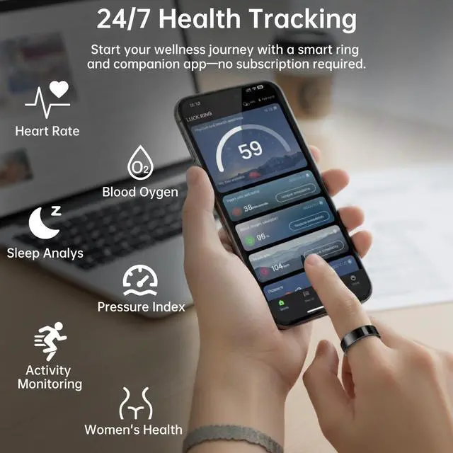 Alt view image 3 of 6 - Smart Ring for Women & Men, Fitness Tracker Ring with Heart Rate Monitor, HRV, Sleep Tracking, No Subscription Fee, 10ATM Waterproof Activity Ring for Android & iPhone (Lavender Pink, 6)