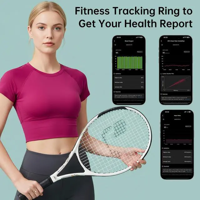 Alt view image 5 of 6 - Smart Ring for Women & Men, Fitness Tracker Ring with Heart Rate Monitor, HRV, Sleep Tracking, No Subscription Fee, 10ATM Waterproof Activity Ring for Android & iPhone (Lavender Pink, 6)