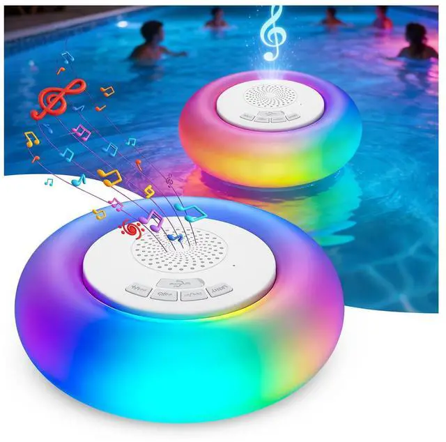 Main image of 2 Pack Floating Pool Lights with Bluetooth Pool Speaker | 2-in-1 RGB Pool Lights, IP68 Waterproof, 360° Hi-Fi Sound for Pool, Hot Tub and Outdoor Parties