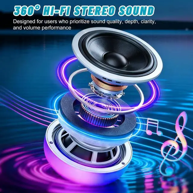 Alt view image 3 of 7 - 2 Pack Floating Pool Lights with Bluetooth Pool Speaker | 2-in-1 RGB Pool Lights, IP68 Waterproof, 360° Hi-Fi Sound for Pool, Hot Tub and Outdoor Parties