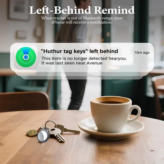 Alt view image 6 of 7 - Air Tracker Tags-4 Pack Work with Apple Find My (iOS Only) 100dB Sound | 5.3 Smart Bluetooth Tracker, Smart Tag with Keychain/Lanyard, Item Finder for Luggage/Key/Suitcase, Replaceable Battery Black