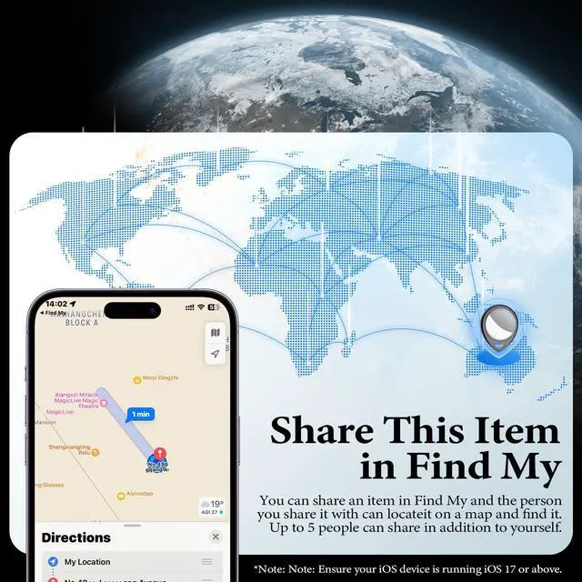 Alt view image 7 of 7 - Air Tracker Tags-4 Pack Work with Apple Find My (iOS Only) 100dB Sound | 5.3 Smart Bluetooth Tracker, Smart Tag with Keychain/Lanyard, Item Finder for Luggage/Key/Suitcase, Replaceable Battery Black