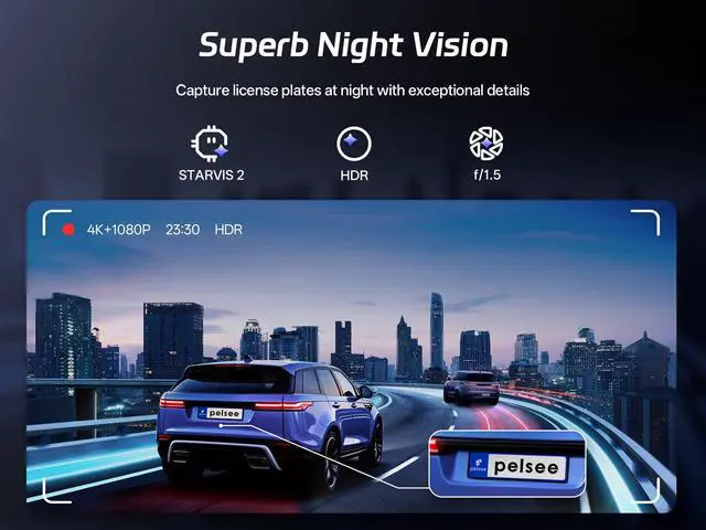 Alt view image 3 of 7 - Mirror Dash Cam with STARVIS 2 Sensor, Rear View Mirror Camera 5.8GHz WiFi, 4K Front and 1080P Rear Backup Camera for Car, ADAS, Voice Control, Color Night Vision, 64G Meomory Card