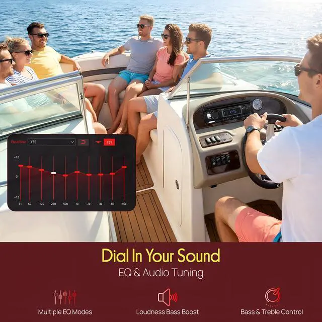 Alt view image 7 of 7 - Marine Bluetooth Stereo Radio - 12v Single DIN Style Boat In dash Radio Receiver System with Built-in Mic, Digital LCD, RCA, MP3, USB, AM FM Radio - Remote Control - PLMRB29B (Black)