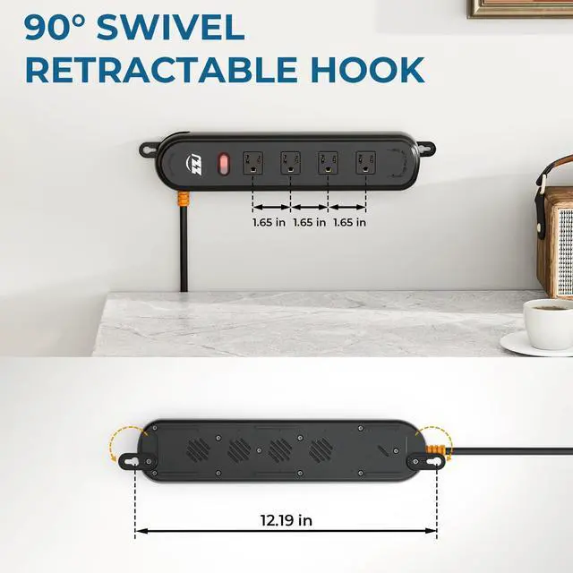 Alt view image 3 of 6 - Outdoor Waterproof Power Strip IPX6, 6FT Extension Cord with 4 AC & 3 USB | 1625W/13A, 2 USB A and 1 USB C, Electric Shockproof & Overload Protection, Wall Mountable for Indoor and Outdoor Use