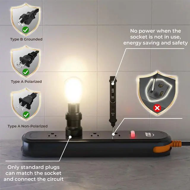 Alt view image 5 of 6 - Outdoor Waterproof Power Strip IPX6, 6FT Extension Cord with 4 AC & 3 USB | 1625W/13A, 2 USB A and 1 USB C, Electric Shockproof & Overload Protection, Wall Mountable for Indoor and Outdoor Use