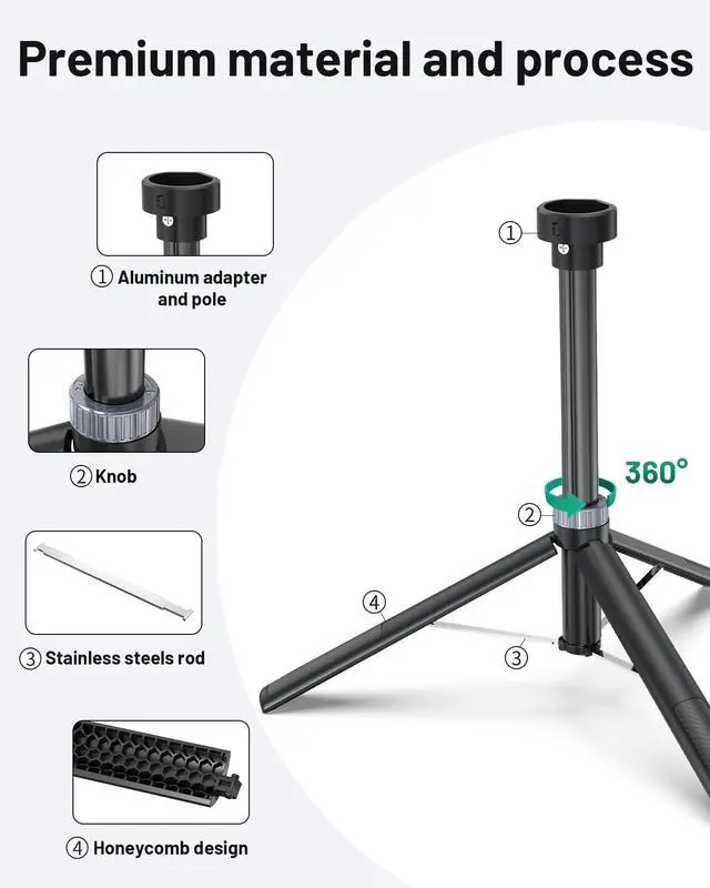 Alt view image 4 of 7 - Starlink Mini Tripod Stand Mount for All Starlink Mini Models | Portable Starlink Mini Tripod Stand Mount with Aluminum Tripod Adapter for RV, Camping, Outdoor Setups