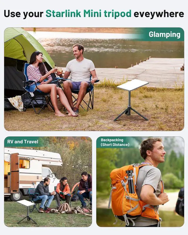 Alt view image 7 of 7 - Starlink Mini Tripod Stand Mount for All Starlink Mini Models | Portable Starlink Mini Tripod Stand Mount with Aluminum Tripod Adapter for RV, Camping, Outdoor Setups