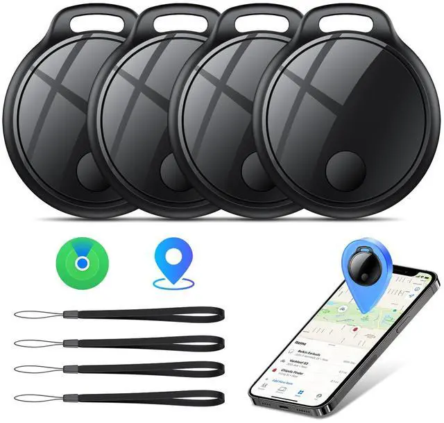 Main image of Air Tracker Tags-4 Pack: Smart Bluetooth Tracker, Compatible with Apple Find My APP (iOS Only) Replaceable Battery, IP67 Waterproof, Suitable for Luggage, Wallets, Backpacks, Keys Tracking Tag, Black