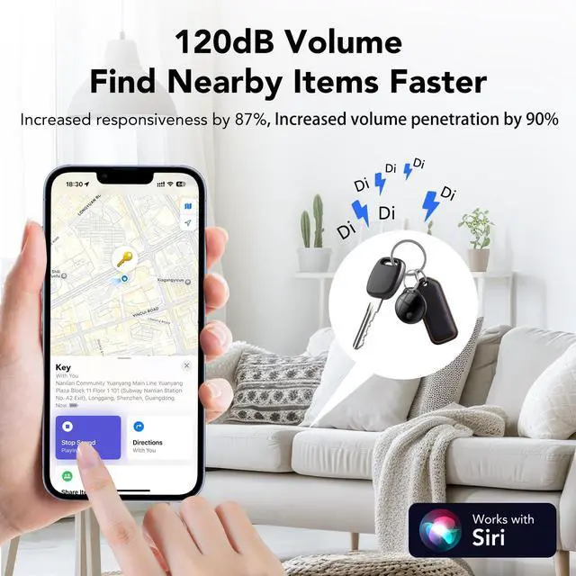 Alt view image 3 of 7 - Air Tracker Tags-4 Pack: Smart Bluetooth Tracker, Compatible with Apple Find My APP (iOS Only) Replaceable Battery, IP67 Waterproof, Suitable for Luggage, Wallets, Backpacks, Keys Tracking Tag, Black
