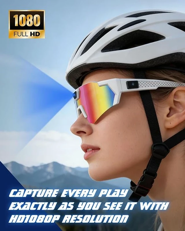 Alt view image 2 of 7 - POV Glasses 4K Baseball Sunglasses Camera Smart Men Women Video Action 2026 Upgrade Eyeglasses Running Style Meets Function Sports Cycling Hiking HD (Blue)