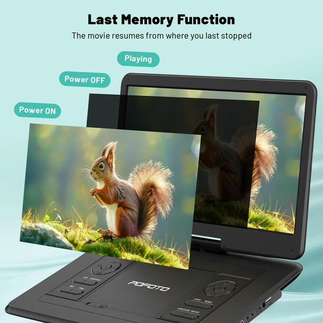 Alt view image 6 of 7 - 17.5 Portable DVD Player with 15.6 Large HD Screen-Black 6 Hours Rechargeable Battery, Dual Speakers, Region Free, Remote Control, Support Multi-Format Sync TV, USB/SD