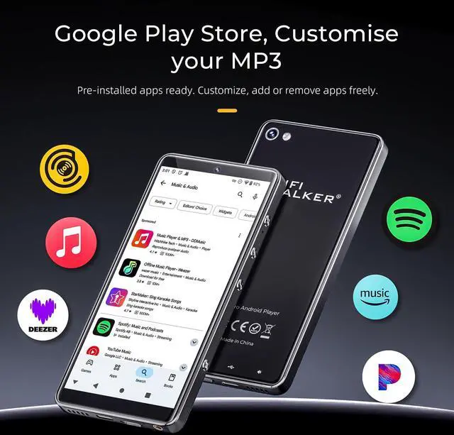 Alt view image 4 of 7 - G7 Pro Android 13 MP3 Player with Spotify, 5.2" HD Touchscreen Portable Media Player with WiFi Bluetooth, Dual Camera, Speaker, Google Play, Expandable Storage for Kids & Adults (160GB)