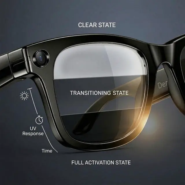 Alt view image 2 of 7 - 4K AI Smart Glasses with Camera, Photochromic | 8MP video & audio recording, real-time translation, voice control. IP67 waterproof Bluetooth glasses for business & outdoor