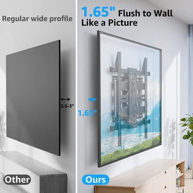 Alt view image 2 of 7 - TV Wall Mount Holds 250 lbs for 50-110 inch Large TVs, Heavy Duty Full Motion 1.65" Slim TV Bracket with Extension, Swivel & Tilt, Pre-Assembled, Max VESA 800x600mm, Fits 12-24" Studs
