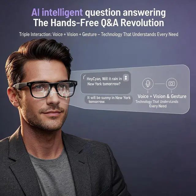 Alt view image 4 of 7 - 4K AI Smart Glasses with Camera, Photochromic | 8MP video & audio recording, real-time translation, voice control. IP67 waterproof Bluetooth glasses for business & outdoor