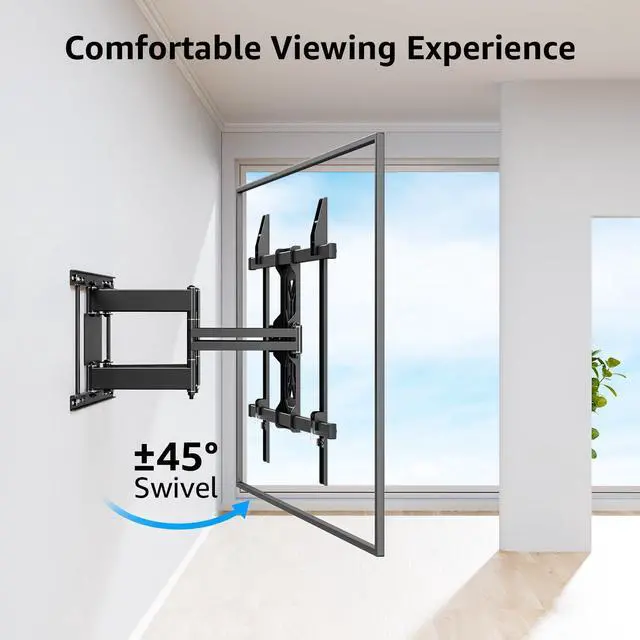 Alt view image 3 of 7 - TV Wall Mount Holds 250 lbs for 50-110 inch Large TVs, Heavy Duty Full Motion 1.65" Slim TV Bracket with Extension, Swivel & Tilt, Pre-Assembled, Max VESA 800x600mm, Fits 12-24" Studs