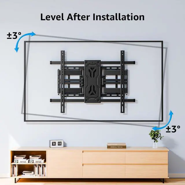 Alt view image 5 of 7 - TV Wall Mount Holds 250 lbs for 50-110 inch Large TVs, Heavy Duty Full Motion 1.65" Slim TV Bracket with Extension, Swivel & Tilt, Pre-Assembled, Max VESA 800x600mm, Fits 12-24" Studs