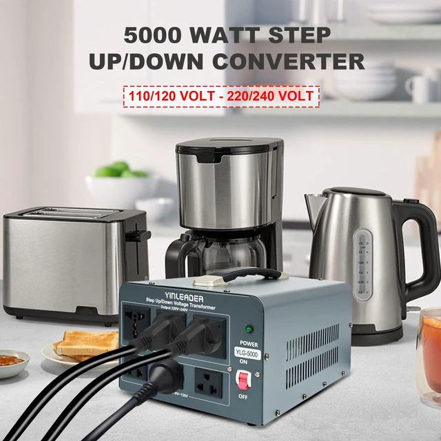 Alt view image 2 of 7 - 5000 Step Up/Down Transformer Converter 110/120Volt-220/240Volt US Power Cord,Circuit Breaker Protection (Grey)