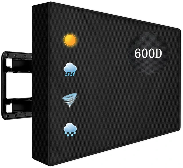 Main image of Outdoor TV Cover 60 to 65 inch Weatherproof,600D Waterproof Full Protection TV Outdoor Covers for Outside Flat Screen TV, Black, Cover Size 58''W x 37''H x 5"D, Fit for Standard Mounts and Stands