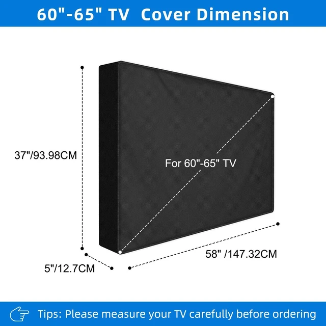 Alt view image 2 of 7 - Outdoor TV Cover 60 to 65 inch Weatherproof,600D Waterproof Full Protection TV Outdoor Covers for Outside Flat Screen TV, Black, Cover Size 58''W x 37''H x 5"D, Fit for Standard Mounts and Stands