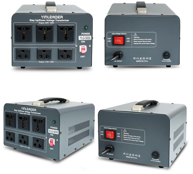 Alt view image 7 of 7 - 5000 Step Up/Down Transformer Converter 110/120Volt-220/240Volt US Power Cord,Circuit Breaker Protection (Grey)