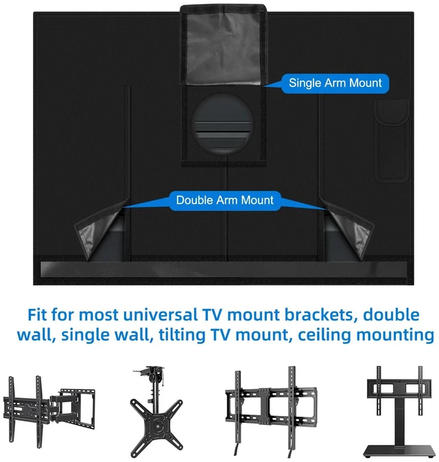Alt view image 4 of 7 - Outdoor TV Cover 70 to 75 inch Weatherproof,600D Waterproof Full Protection TV Outdoor Covers for Outside Flat Screen TV, Black, Cover Size 68''W x 42.5''H x 4.5"D, Fit for Standard Mounts and Stands
