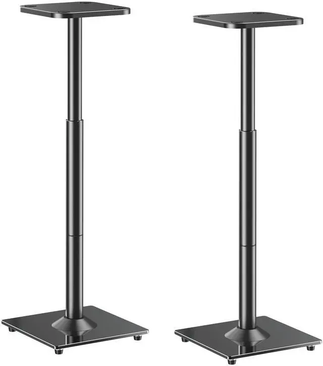 Main image of Speaker Stands Pair, 28"-37.4" Height Adjustable, Max 22 lbs, Glass Base | Surround Sound Speaker Stand with Cable Management, Universal Floor Stand for Bookshelf Satellite Studio Large Speaker, Black