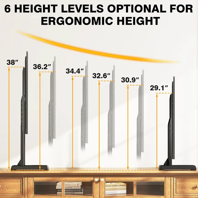 Alt view image 5 of 7 - Universal TV Legs, Table Top TV Stand Base for Most 37-92 Inch TVs with Height Adjustable Holds up to 150lbs with Cable Management, Max VESA 800x600mm, Black