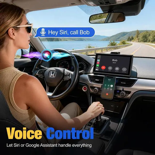 Alt view image 5 of 7 - Carplay Screen for Car, 7 inch Wireless Carplay & Android AutoBlack | Portable Touchscreen car play with Mirror LinkBluetoothVoice ControlMap NavigationFM TransmitPlug-and-Play car stereo