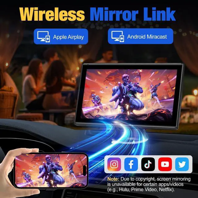 Alt view image 4 of 7 - Carplay Screen for Car, 7 inch Wireless Carplay & Android AutoBlack | Portable Touchscreen car play with Mirror LinkBluetoothVoice ControlMap NavigationFM TransmitPlug-and-Play car stereo