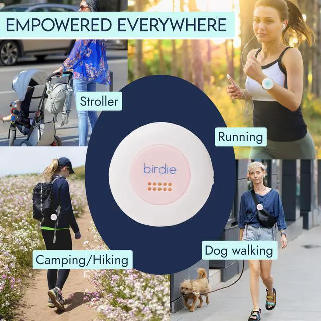 Alt view image 5 of 7 - The Original Personal Safety Alarm Disc for Bikes, Hikes, and Late Nights - Loud Siren, LED Light for Extra Visibility, Rechargeable, Handsfree, Lightweight, Water Resistant (Blossom)