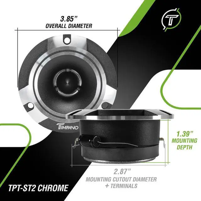Alt view image 7 of 7 - 1600 Watts Bundle 2X 6.5 Midrange Speakers TPT-MR6-4 Bullet 500 Watts, 4 Ohm + 2X Super Tweeters TPT-ST2 Chrome for Car Audio Systems (2 Speakers, 2 Tweeters)