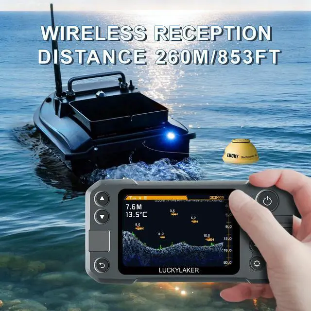 Alt view image 2 of 7 - Kayak Portable Fish Finder Transducer Wireless Sonar Fish Finders Boat Rechargeable Handheld Fish Depth Finder Fishing MT-202